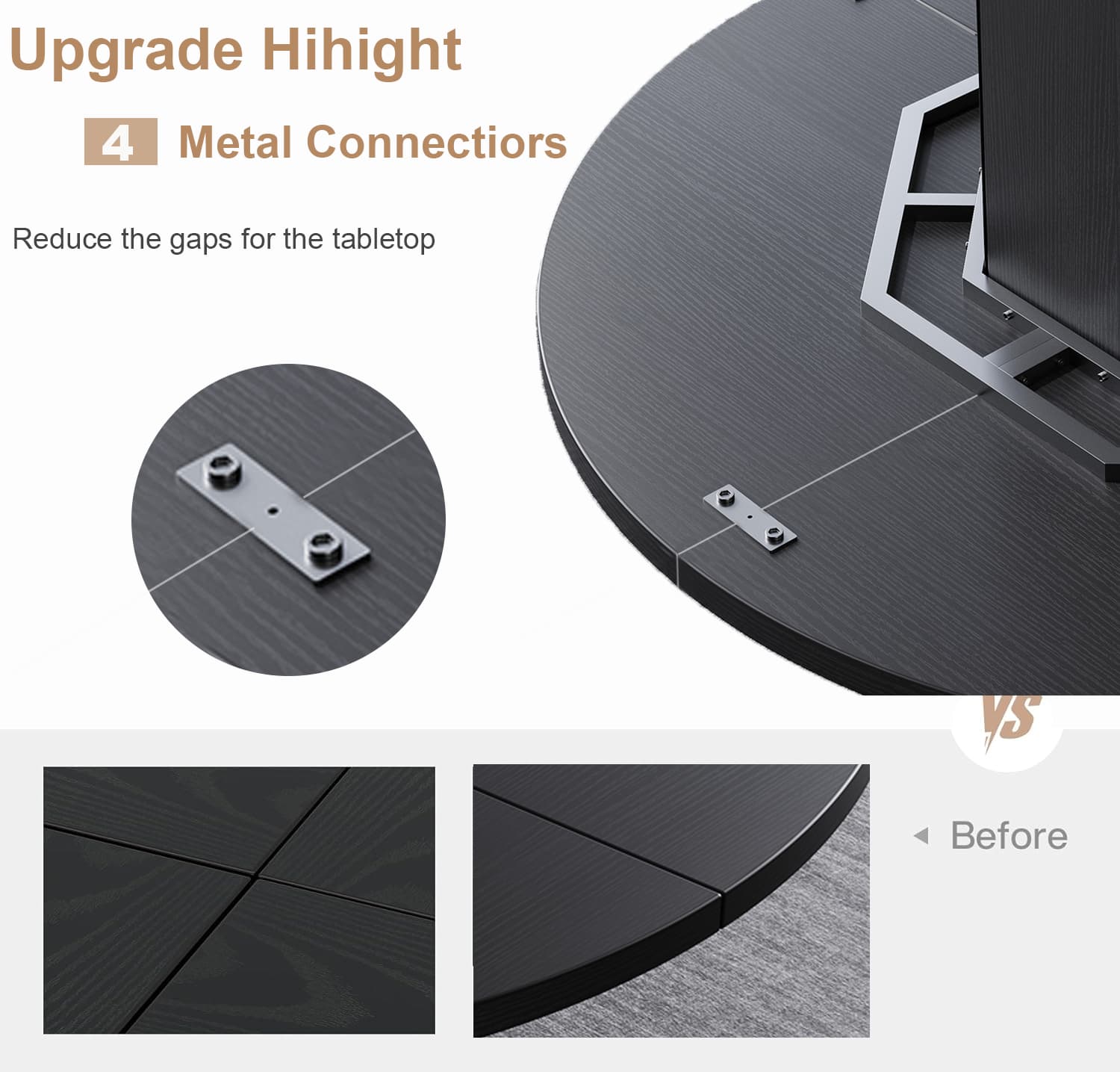 Paasyonmate 47" Black Round Dining Table with Octagon Base for Home Kitchen 8