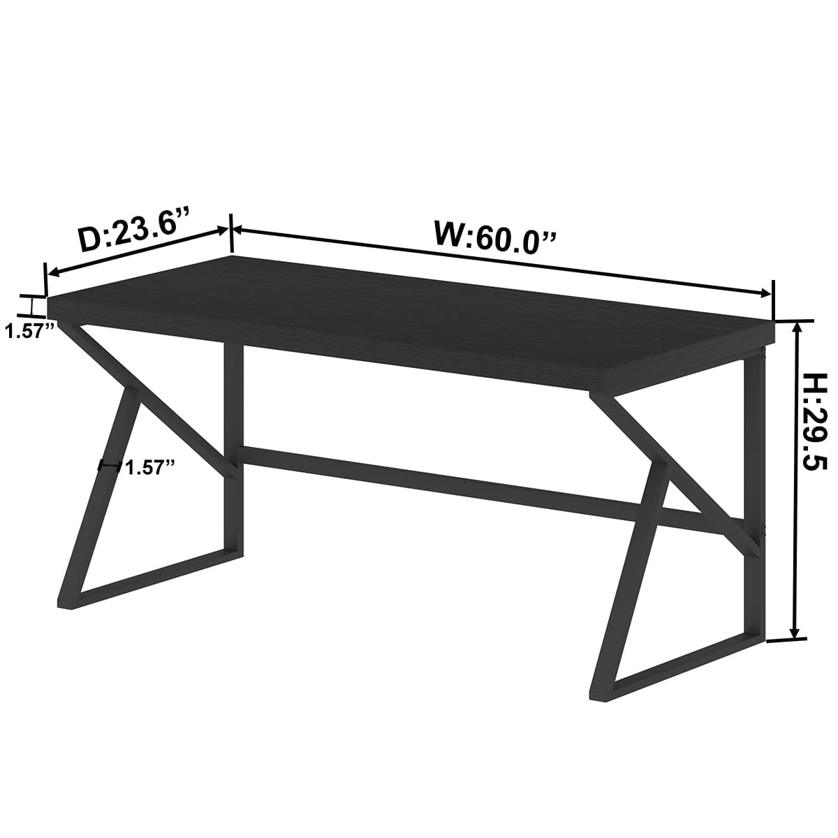 Paasyonmate 60 inch Large Computer Desk with Metal Frames for Home Office, Black 4