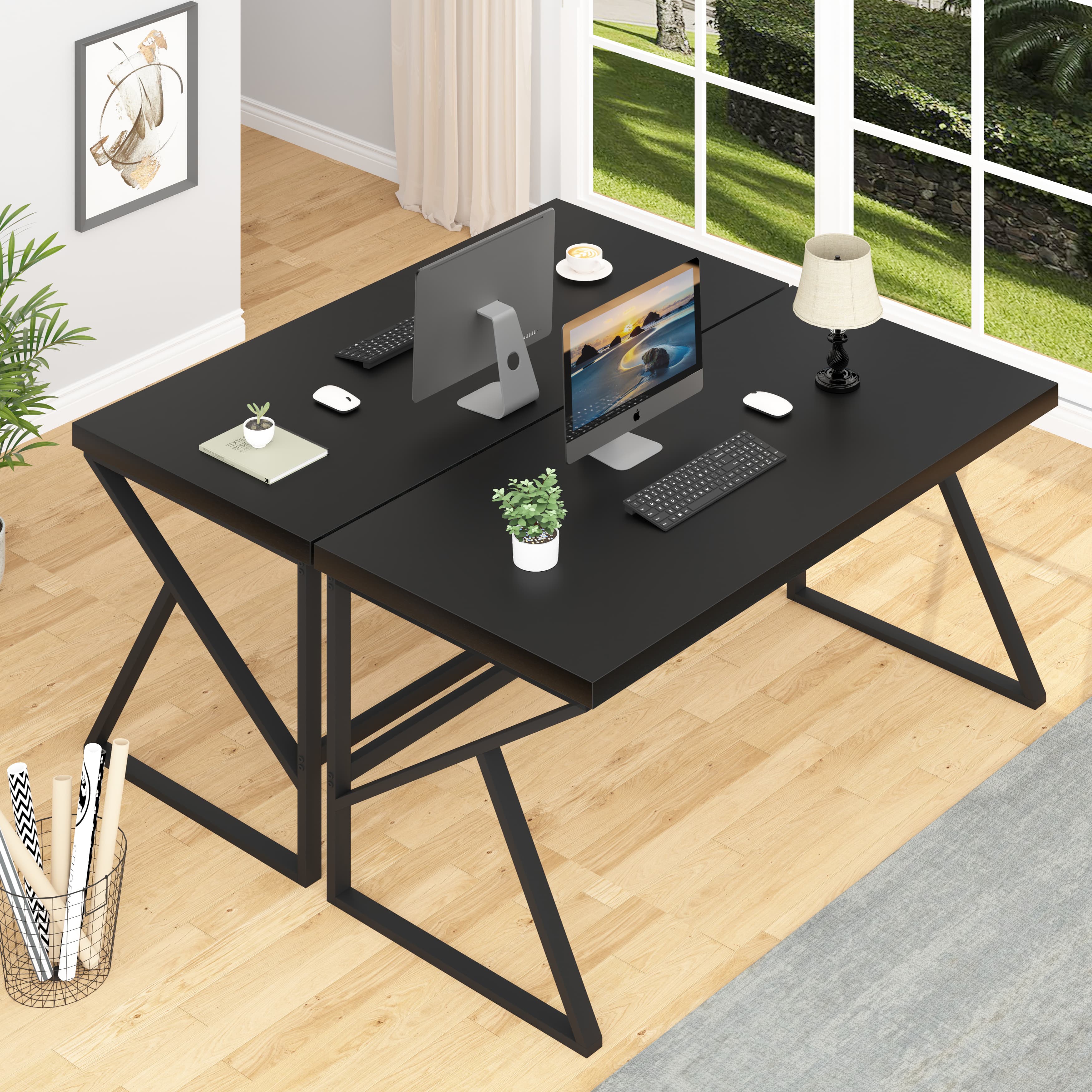 Paasyonmate 60 inch Large Computer Desk with Metal Frames for Home Office, Black 7