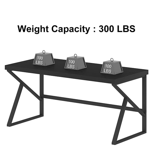 Paasyonmate Computer Desk Wood Metal, Black Modern Office Desk 55 Inch 5