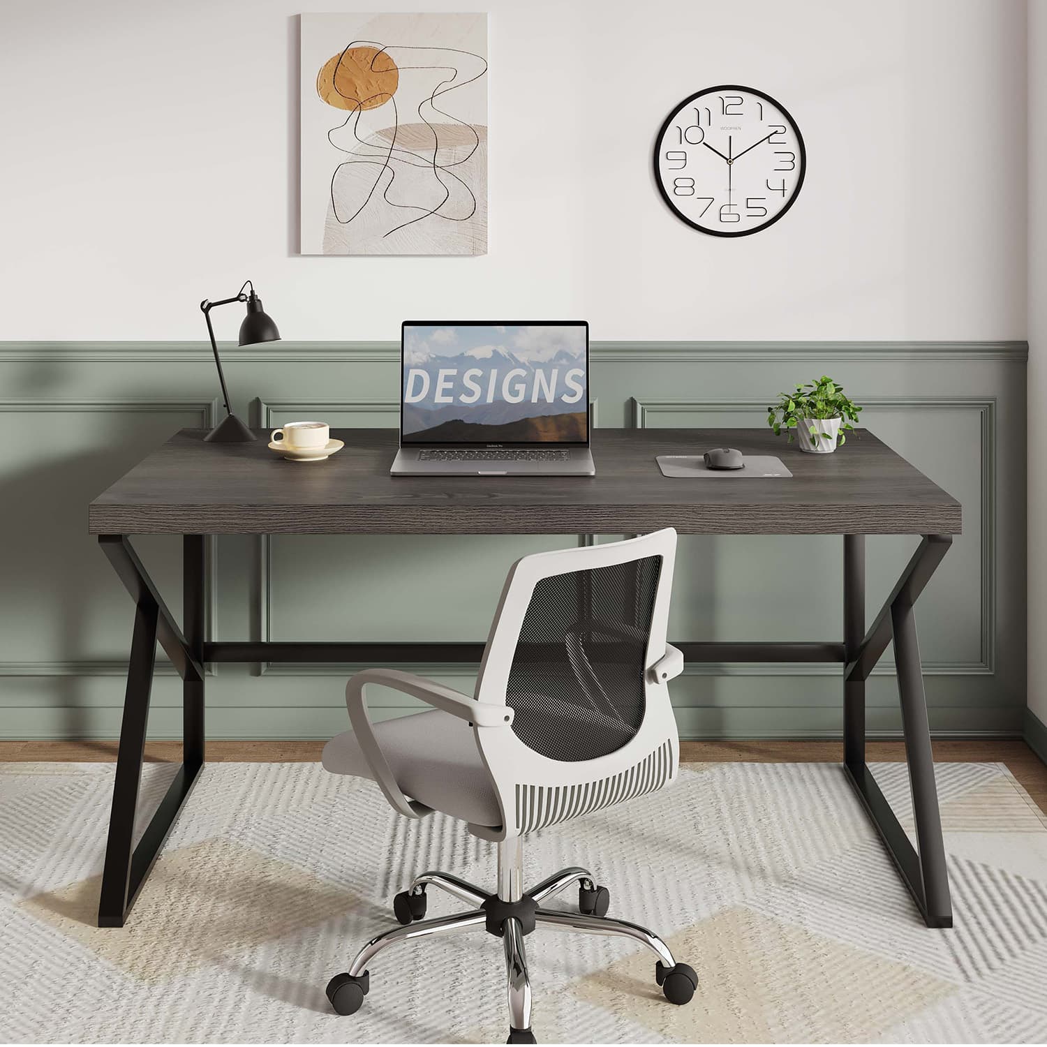 Paasyonmate 55" Computer Desk with Metal K-Frames for Home Office, Gray 4
