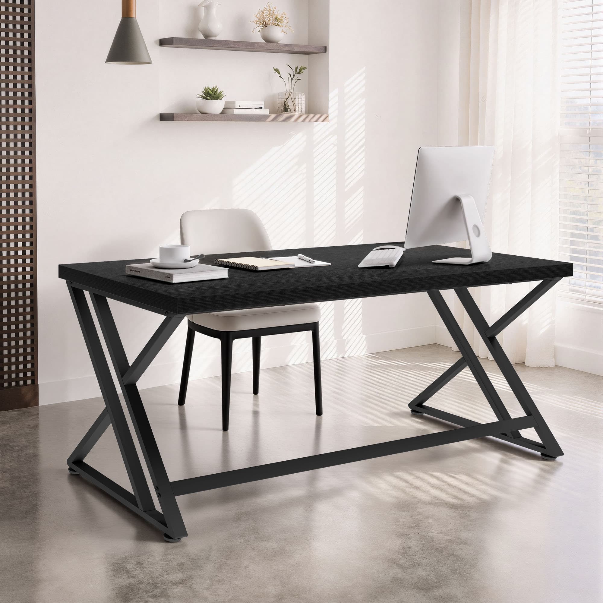 Paasyonmate 55" Computer Desk with Double Y-Frames for Home Office, Black 4