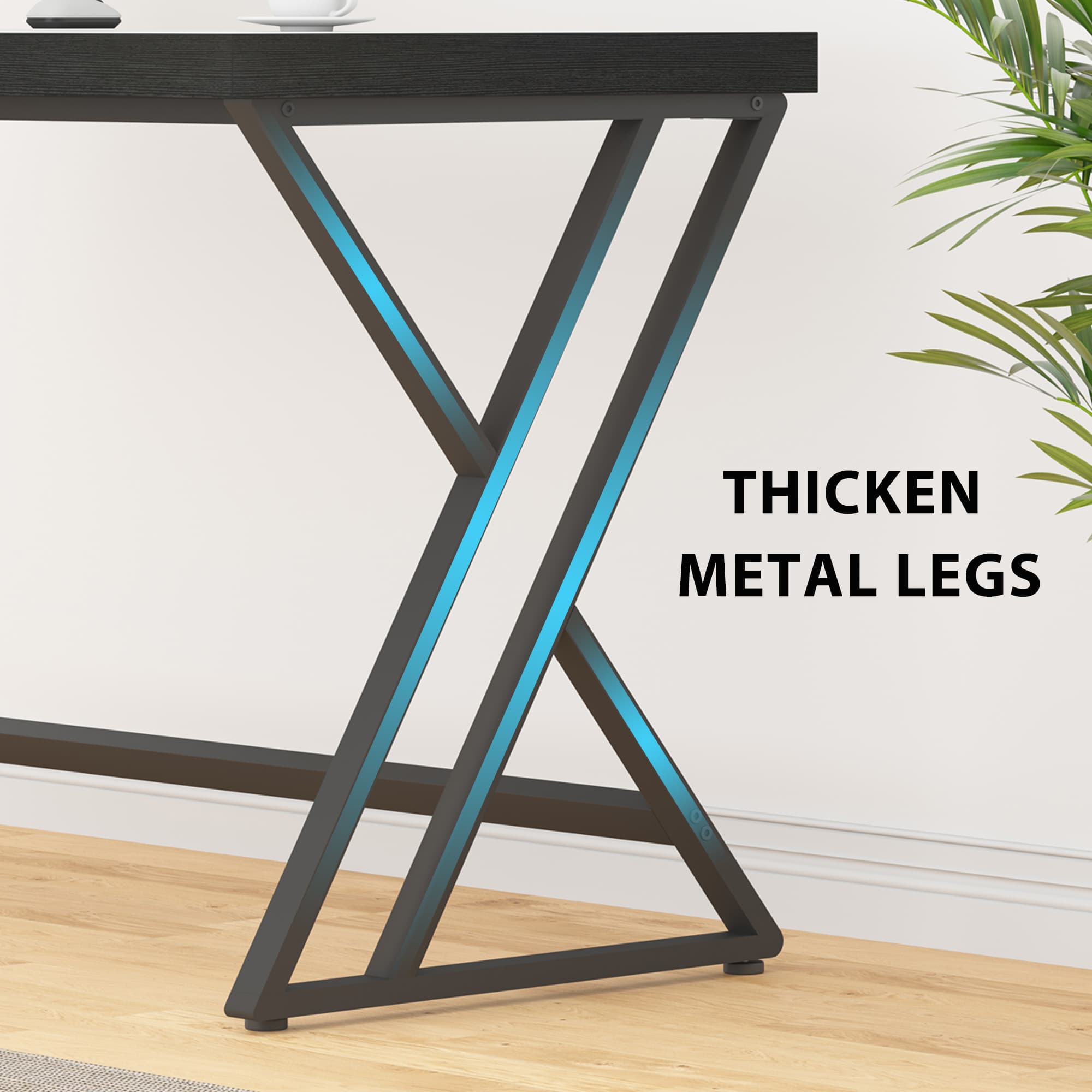 Paasyonmate 55" Computer Desk with Double Y-Frames for Home Office, Black 8