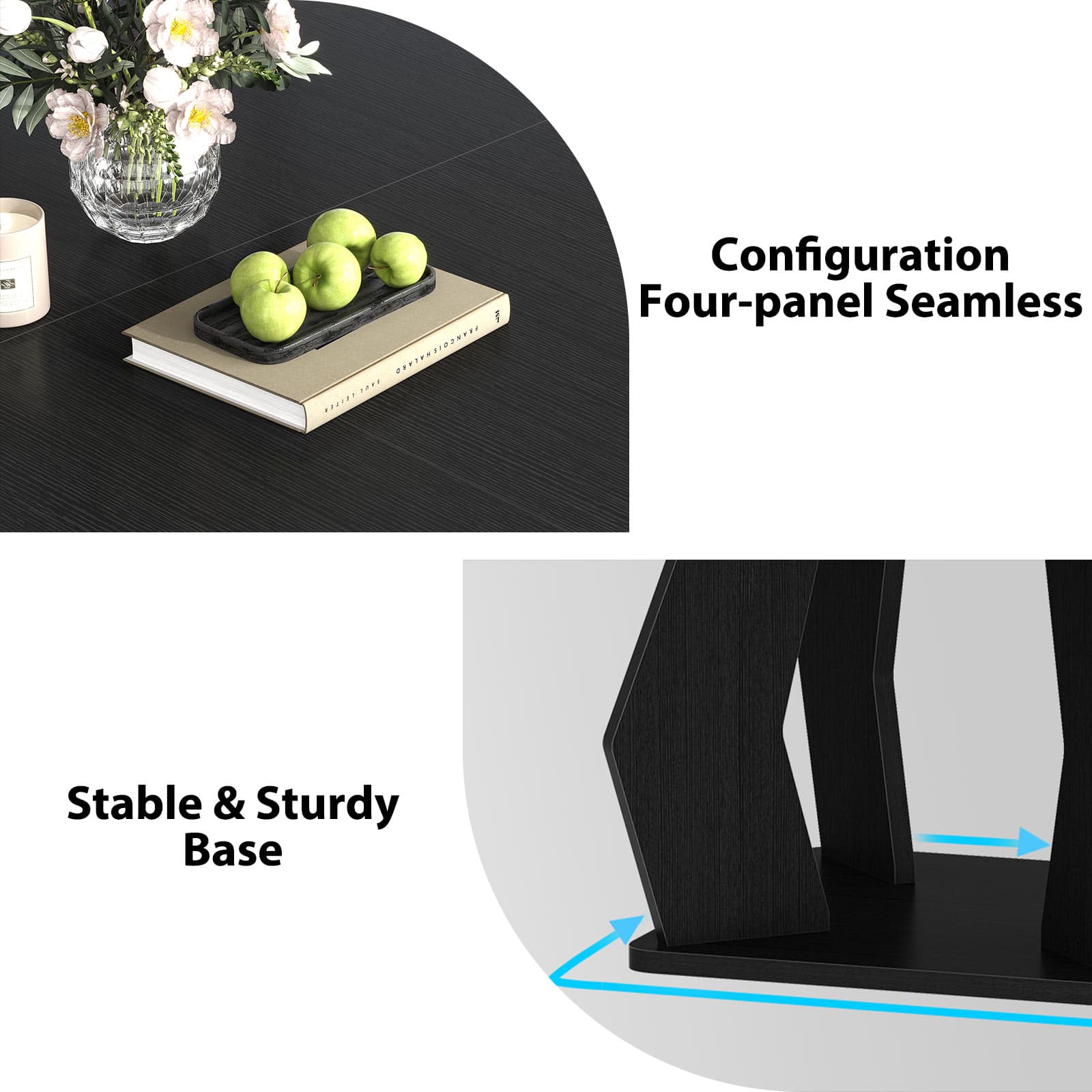 Paasyonmate 47" Round Dining Table, Sturdy Modern Kitchen Table, Black 9