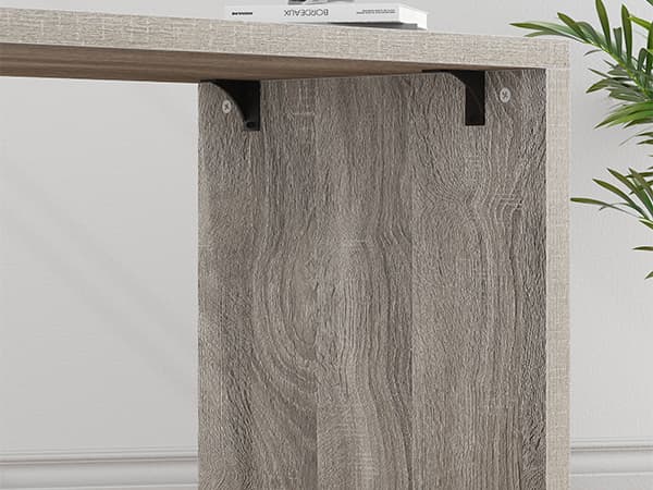 Paasyonmate 55-76 inch Expandable l Shaped Desk with 3 Drawers and 2 Open Shelves Gray 11