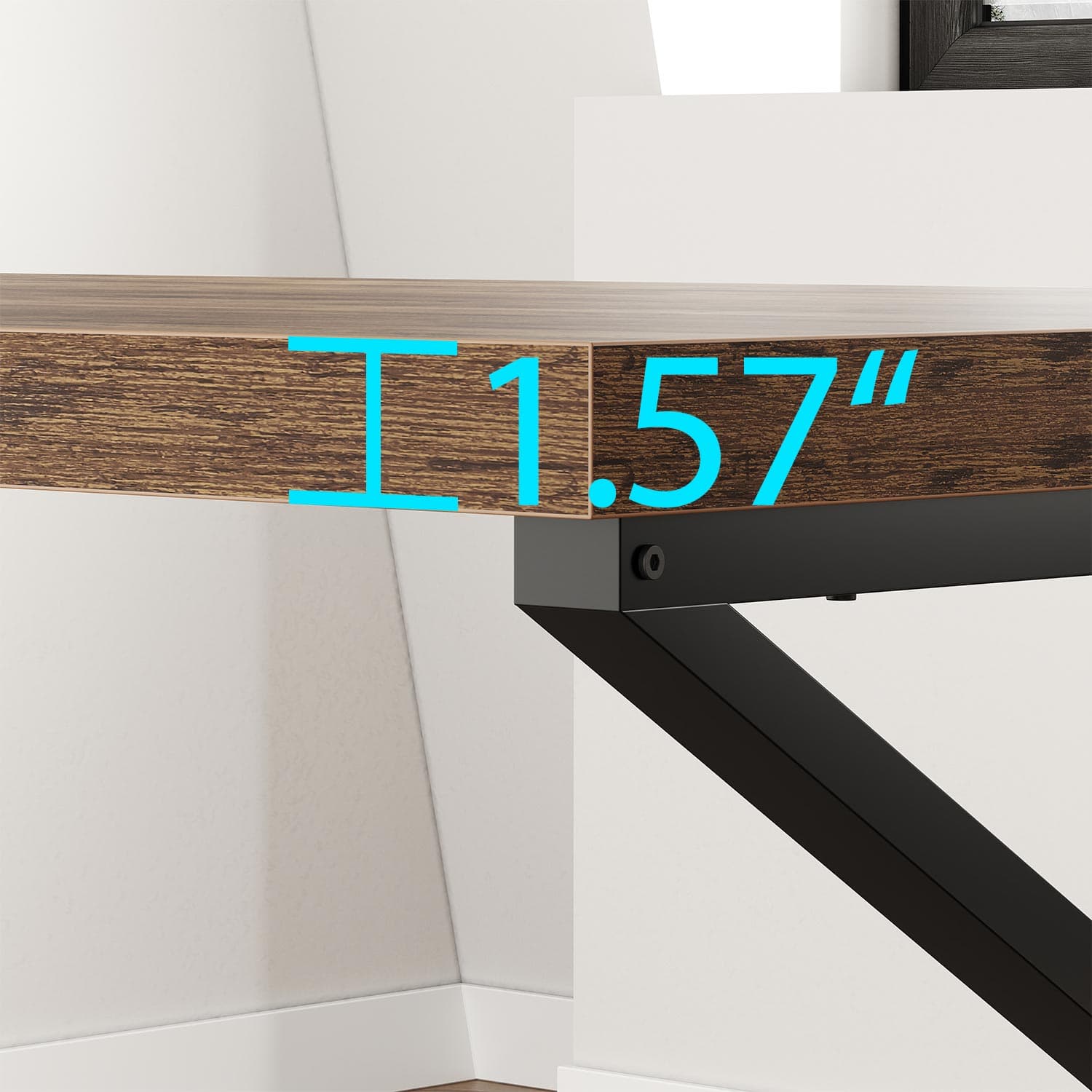 Paasyonmate 55" Computer Desk with Metal K-Frames for Home Office, Rustic Brown 3