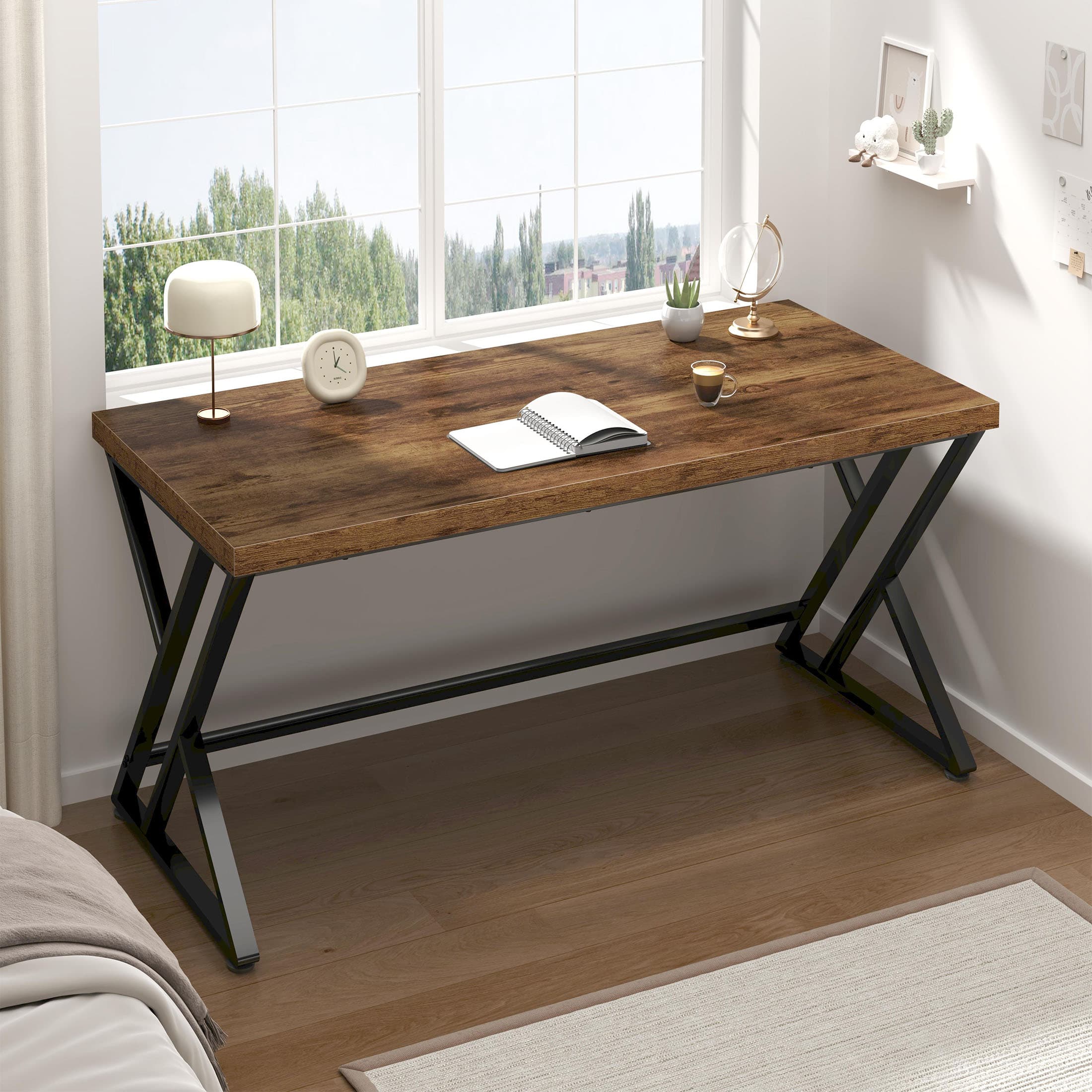 Paasyonmate 60" Computer Desk with Double Y-Frames for Home Office, Black
