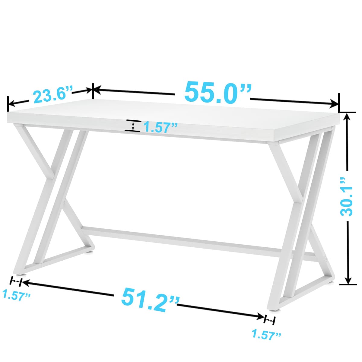Paasyonmate 55" Computer Desk with Double Y-Frames for Home Office, White 4