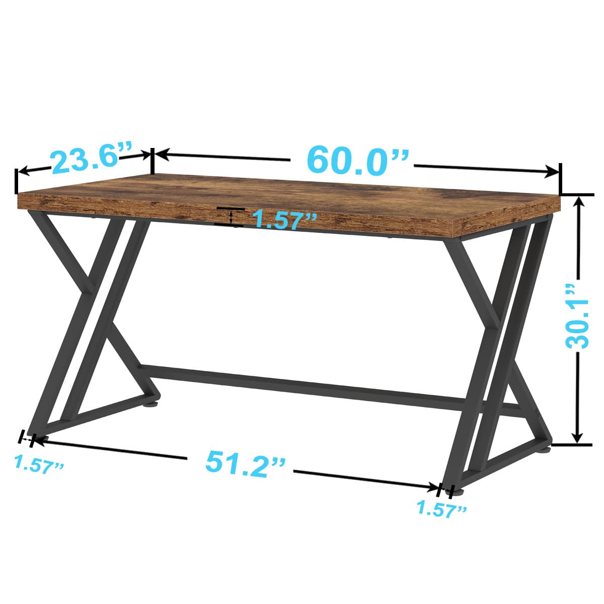 Paasyonmate Rustic Wood Computer Desk with Metal, 60" Large Office Desk 5
