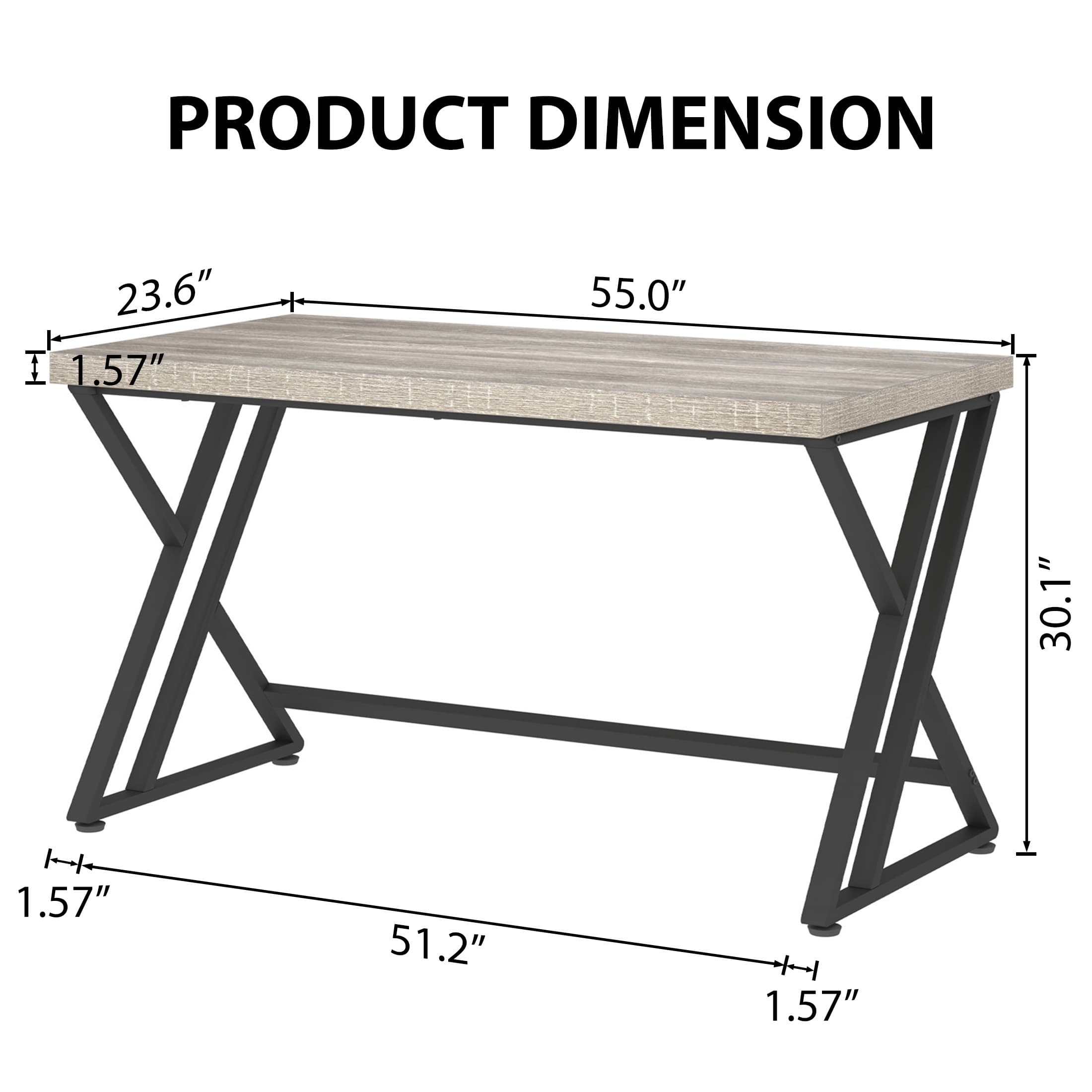 Paasyonmate Wood Computer Desk with Metal, 55 inch Large Office Desk 2